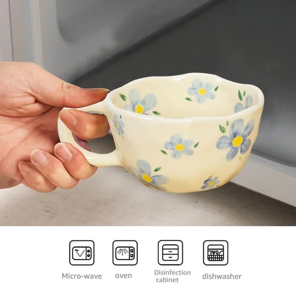 Kaffekopper Havregrynsfrokostkrus BLÅ BLOMST BLÅ BLOMST Blue flower Blue flower