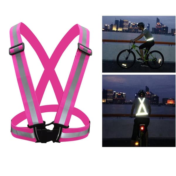 Løbe- og Cykelbælte Sikkerhedsrefleksvest Justerbar Refleksudstyr Rem Pink