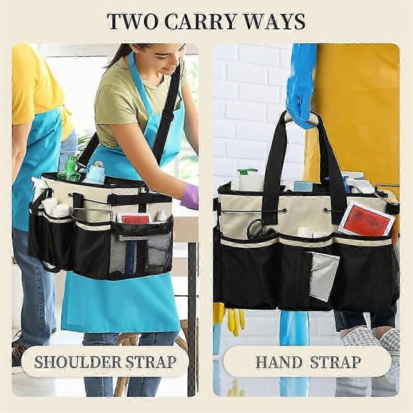 Cleaning Caddy med Multifunktionell Ficka & Justerbar Axelrem för Städmaterial