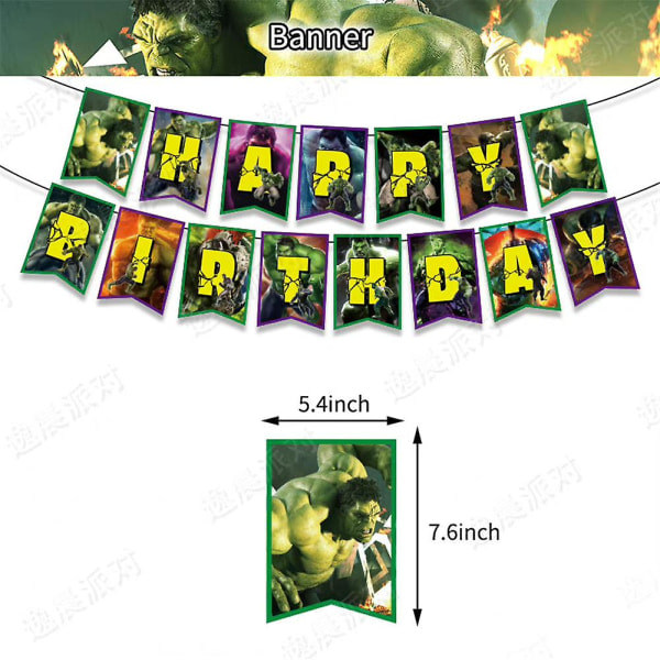 Hulk-teemainen syntymäpäiväjuhlat koristeet juhlatarvikkeet pallot banneri cupcake/kakku topper riippuva pyörre sarja