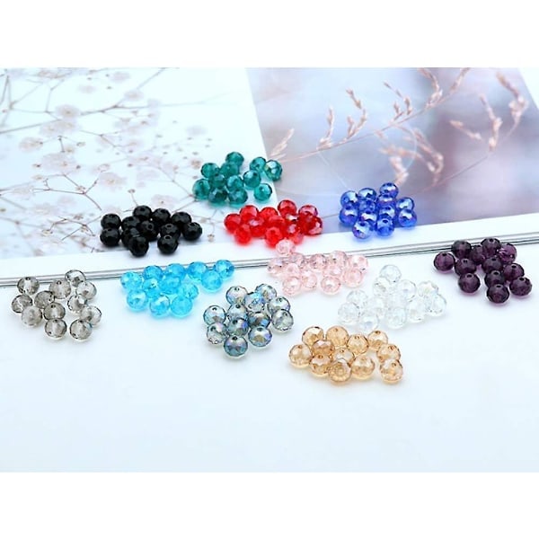 1200 stk 6 mm krystalperler, Ab flerfarvede fasetterede glasperler i æske til armbånd, halskæder, nøgleringe, broderi og smykkefremstilling