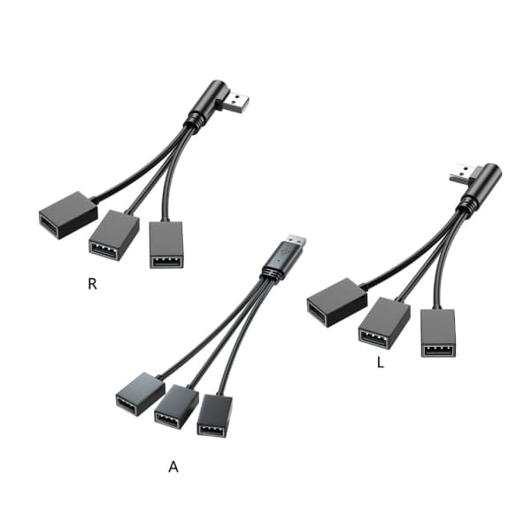USB Splitter Hub til mobil strømforsyning, bil, computer USB han til hun opladerkabel Datasladd forlængeradapter null - Venstrebøjning