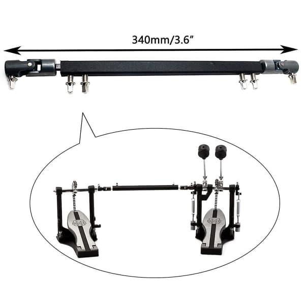 Dobbelt Kick Drum Pedal Drivaxel Stål Bastrumpedal Länkarm, Sort