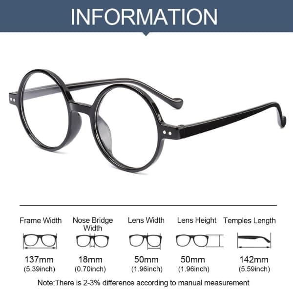 Lukulasit Presbyopia Lasit MUSTA VAHVUUS +1,50
