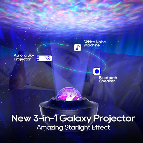 Stjärnprojektor med Bluetooth-högtalare - Din egen flerfärgade galaxlampa
