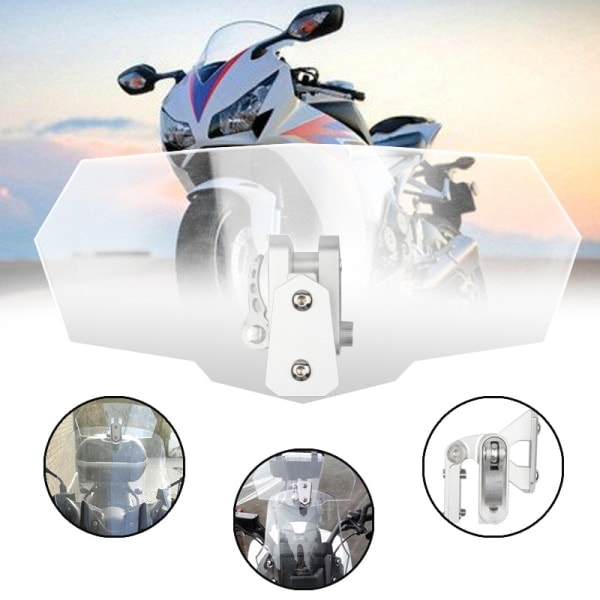 #1 Motorcykel Vindruta Justerbar Clip-on Vindruteförlängning Spoiler Vindavvisare för Motorcykel - Rök
