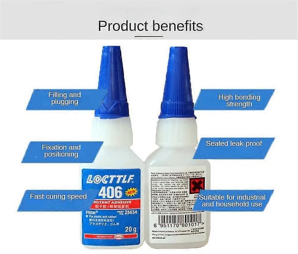 3 stk. Loctite 406 20g Lynlim
