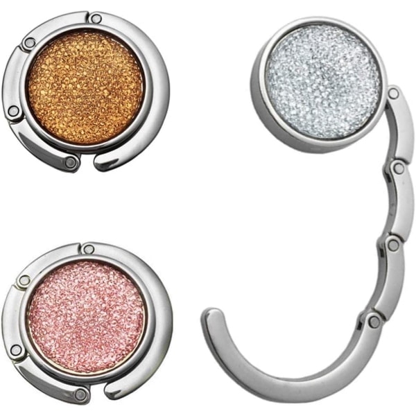 3-pack hopfällbar handväska krok, metall hopfällbar handväska krok