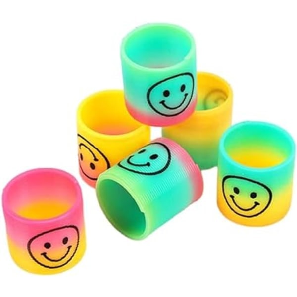 Assorterede Farver Mini Regnbue Smiley Ansigt Fjedre Slinky Juggle Piñata Fest Loot Gavepose Fyldstoffer Børn Dreng Pige Sjov Auti