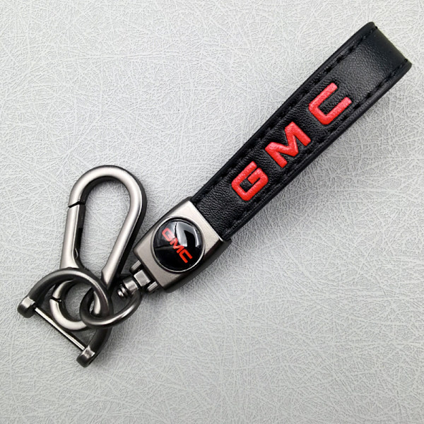 (Specialerbjudande) Personlig bilnyckelring i metall med logotyp - Lädernyckelring för män GMC GMC GMC Gunmetal Hardware GMC