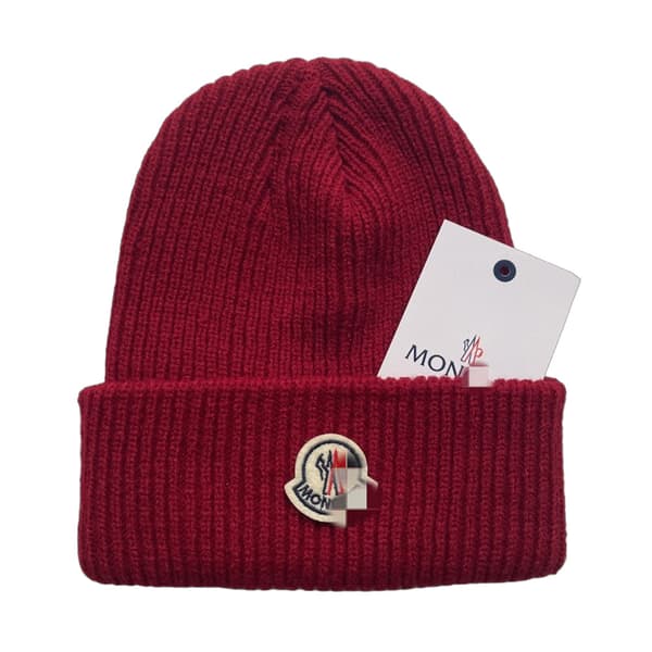 Unisex stickad mössa för dam och herr, varm vintermössa White red
