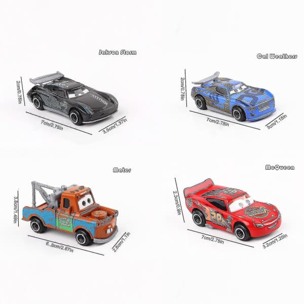 6 st bilar 3 Lightning McQueen Jackson Storm Mack Uncle Truck Metallbilmodell Leksak Present