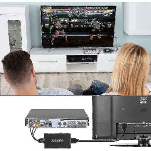 RCA till HDMI-konverterare Komposit till HDMI-adapter Stöder 1080p PAL/NTSC