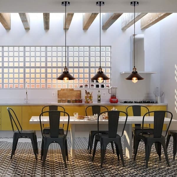 To sæt industrielle retro sorte jern pendellamper, velegnet til køkken, bar, balkon - Perfekt-max