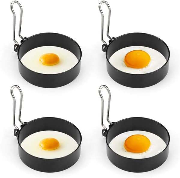 Non-Stick Æggeringe, 4 stk. Rustfrit Stål Rund Æggeform til Stegning