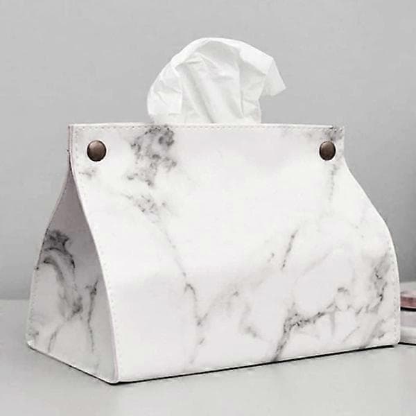 Marmormönstrad Tissue Box PU Läder Hem Bil Servett Pappersbehållare