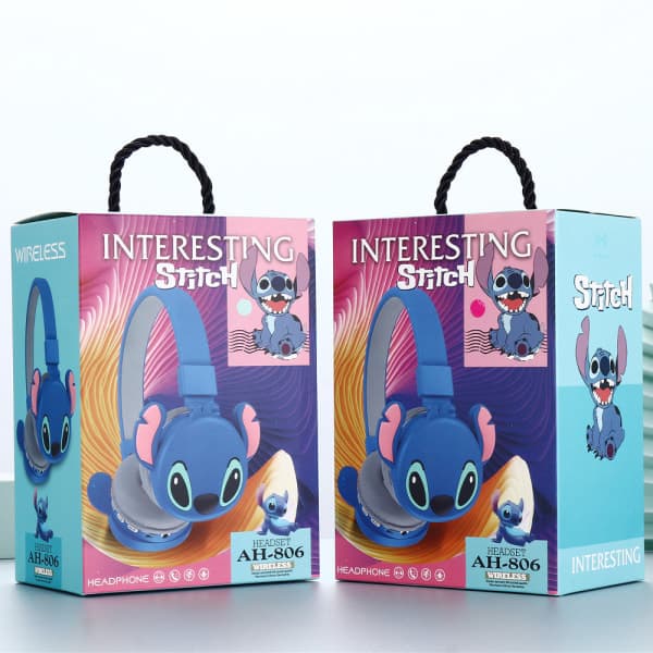 Lilo & Stitch Barn Vikbare Trådløse Hodetelefoner Øreputer Headset Gave Blå