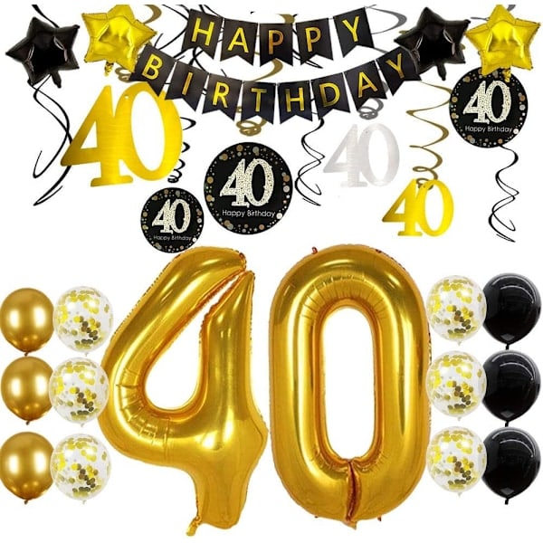 40-års dekorationer för honom män grattis på 40-årsdag festballonger dekorationer 40 år 40-årsdag dekor 40-årsdag kvinnor henne