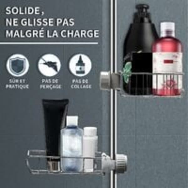 2 stk. Duschyller Uden Boring - Duschshampoo Holder - Dusch Tvålholder Dusch Caddy Duschkurv Duschgel Opbevaring Badeværelse Badekar