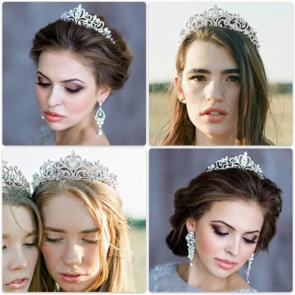 Makone tiara krystalkrone med strass kam til brudekroner, bryllup, bal, festlige begivenheder, prinsessefester, bryllups diadem, tiara til børn, prinsesse