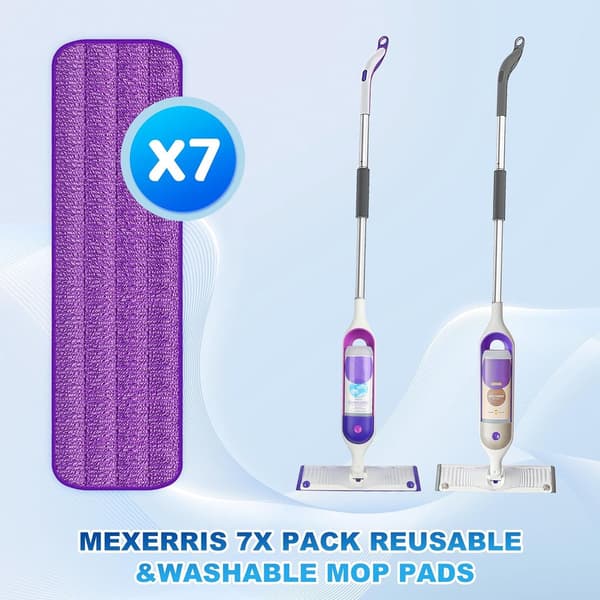 Moppeputer Refill - 7 Stykker - Moppe Refill - Mopper - Vått & Tørt for Husrengjøring - Gjenbrukbare Moppeputer