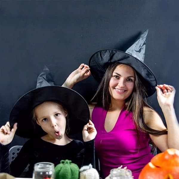 10 Sorte Heksehatte - Halloween Partyhatte - Sorte Spidse Troldmandshatte - Cosplay Partyhatte