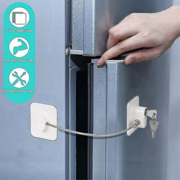 2-pack Kylskåpslås - Starkt Kombinationslås för Kylskåp White