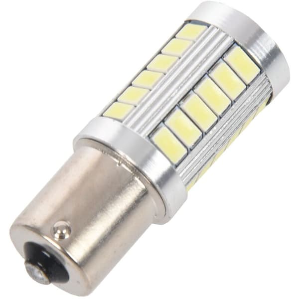 2X BA15S 12V Hvit LED Bil Nattlys Pære 1156 P21W Sølv 33-LED