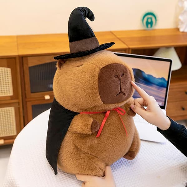 Söpö Kapybara Pehmolelu Kokkihatulla ja Patongilla, Kapybara Pehmoeläin Lapsille, Ruskea Magic Kapybara Magic Capybara 43 cm