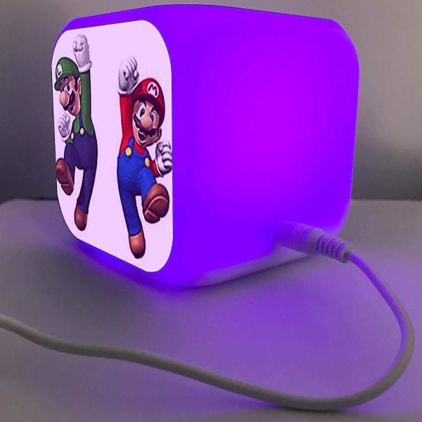 Mario 7 Färger Växlande Digital Väckarklocka med Tid, Temperatur, Alarm, Datum (Kartlopp) Super Mario-a