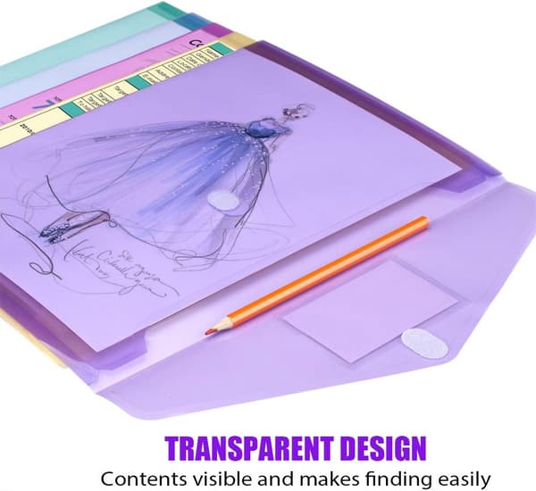 10-pakning A4 plastmapper med trykknapp, fargede polyetylenkonvolutter