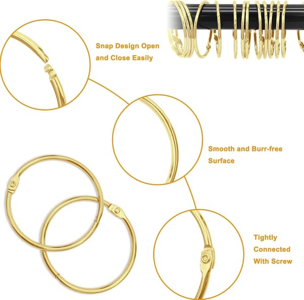 Dusjforhengskroker, dusjforhengringer for baderomsdusjstang, snap-ledddesign gold