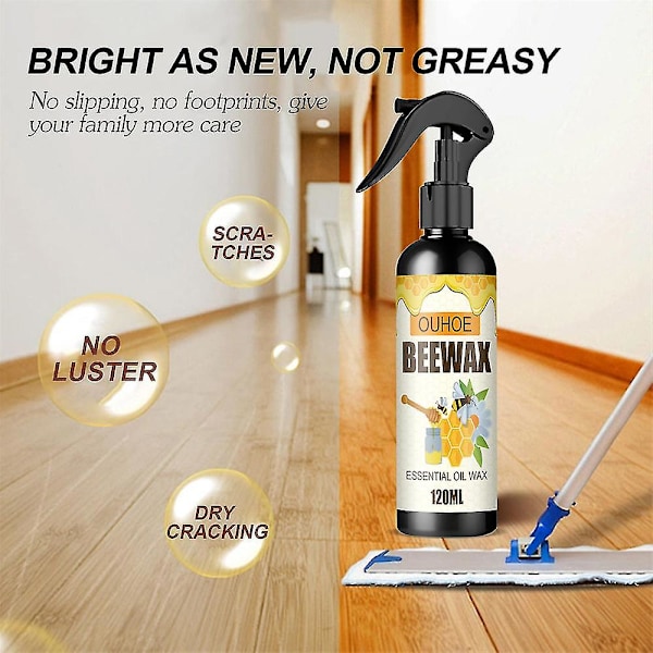 (Labor Day-kampagne!) 3 stk. Naturlig Mikromolekylær Bivoksspray, Møbelpolish Rengøringsmiddel 120ml Ny