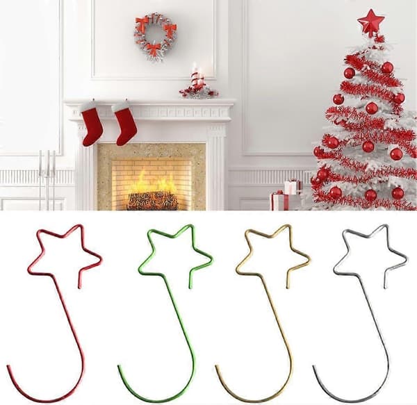 20-pack Upphängningslösningar för prydnadsföremål, eleganta metallkrokar med rolig stjärndesign (silver)