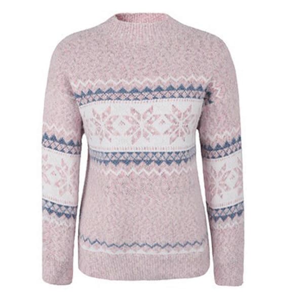 Dam Pullover Tröja Jultröja Varm Pullover Tröjor Jumper Jul Turtleneck Tröja Rosa X Pink L