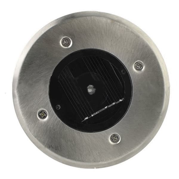 Sæt med 6 solcelledrevne LED-jordspots - Runde - Diameter: 85 mm - Udendørsbestandige mod basen - Front i rustfrit stål