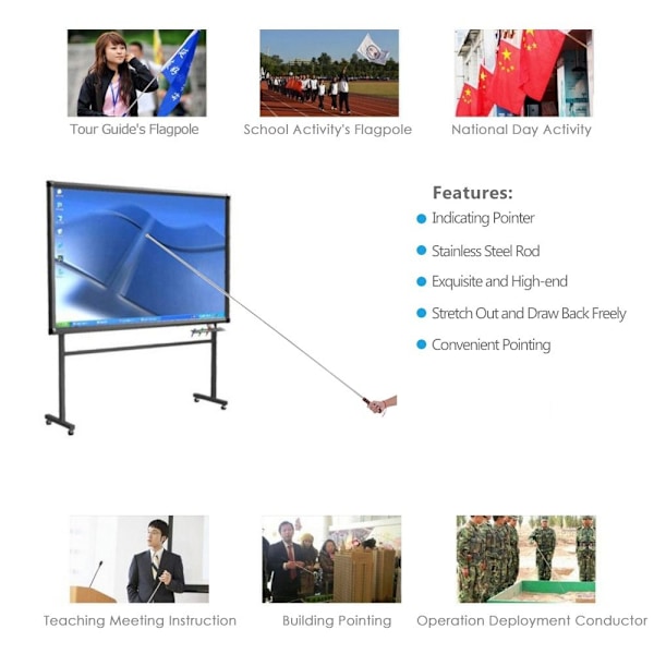 1.6/2/2.5/3M Teleskopisk Flagstang Turistguide Flagstang 01-3M 01-3M