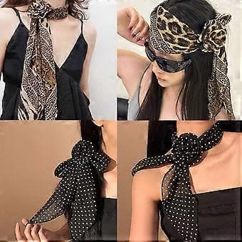Trendig leopardmönstrad silkeshalsduk för alla tillfällen, dam, herr, unisex, lång huvudduk, blomklämma, allmatchande accessoar light leopard print