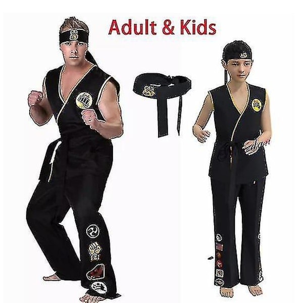 Anime Spel KOF Kostym Cobra Kai Val Armorr Karate Uniform-i 140 cm