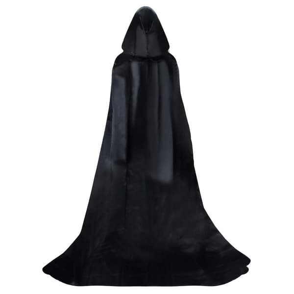 Halloweenkappe - Sort hætte - Middelalderstil - Satin - Halloween julekostume 130cm