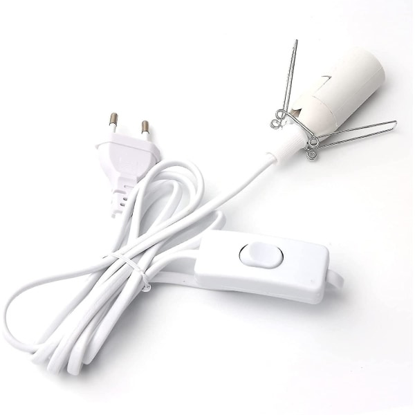 Kabel til saltlampe med afbryder - E14-1,8 M - Fatning til saltlampe, hvid
