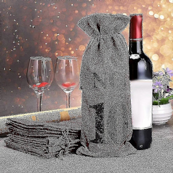1 til 10 sækkevævs vinposer, blindsmagning af vin, vinposer, bordnumre til bryllup, vinsmagningsposer, fest (FMY)