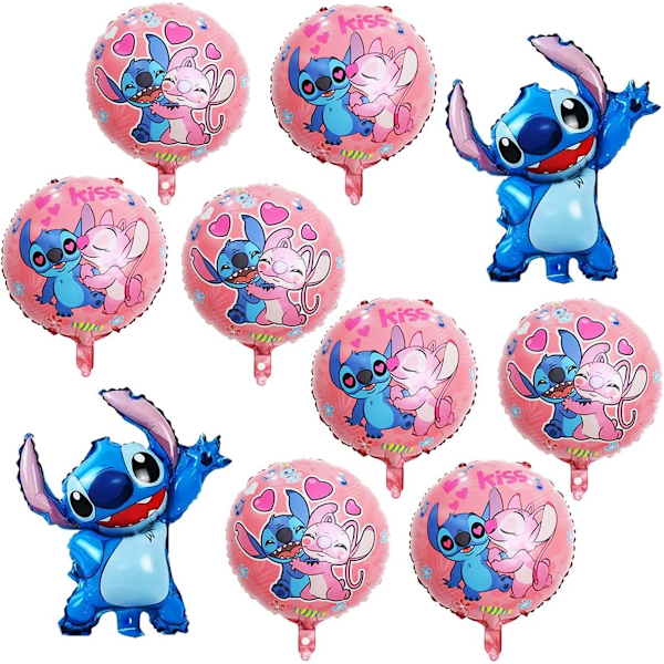 Lilo og Stitch Party Balloner Stitch Party Aluminiumfolieballoner Passer til Stitch Fødselsdagsfest Dekorationer (10 stk. Rosa)