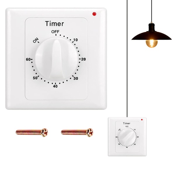 Countdown Timer Switch: 60 Minuters Timer Brytare, Vattentät, Ytmonterad Fläktbrytare för Badrum.
