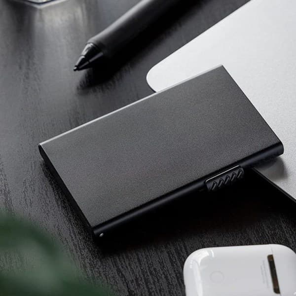 Grå kortpung til mænd Kreditkortpung RFID-blokerende pop-up
