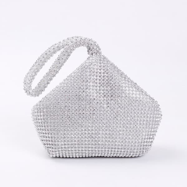 Bröllopsväska med strass, silver, stor, delikat cocktailclutch
