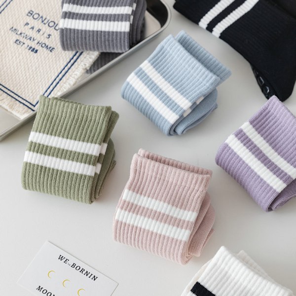 Bomulds Yoga Sokker til Kvinder - Anti-Slip Pilates Sokker, Midt-Kalv, Lange Sokker, Sportsokker, Lysegrøn Light green Average size-yoga socks