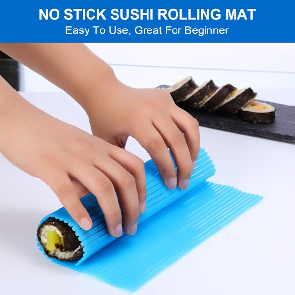 3-delt sushi-rullemåtte i plast, non-stick, til sushifremstilling i køkkenet