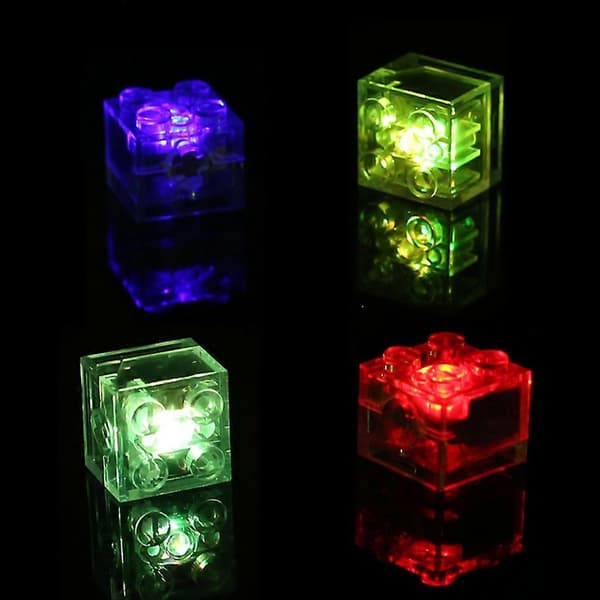 Lys Sæt Klar Transparent Klods Reservedel til DIY Byggeklodser Red blue double flash