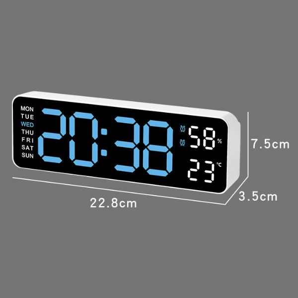 Stor digital väggklocka, extra stor LED-display, automatisk sommartid, datum, inomhustemperatur, 24-timmars elektronisk väggklocka